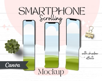 Smartphone Scrolling Mockup: Canva Editable Cell Phone Case (Digital Download)