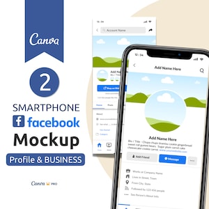 FACEBOOK Mock-up Template, Facebook Mockup, Canva Template, Editable, Facebook Layout, Profile Layout , Facabook Business