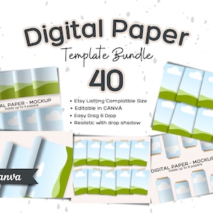 Digital Paper Mockup: Canva Template Bundle (40 Designs)