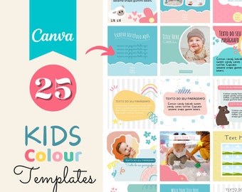 Kids Canva Templates: Pastel Social Media Posts (PDF)