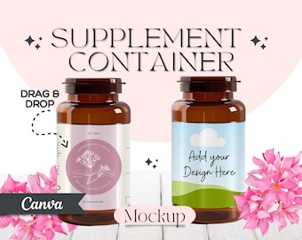 Pills Bottle Mockup: Product Container Canva Template (Canva Editable)