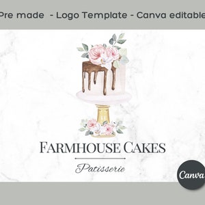 Editable Elegant Bakery Logo, Boho Bakery Wedding Cake Logo Template, DIY Edit Logo Design Instant Download, Premade Company Logo