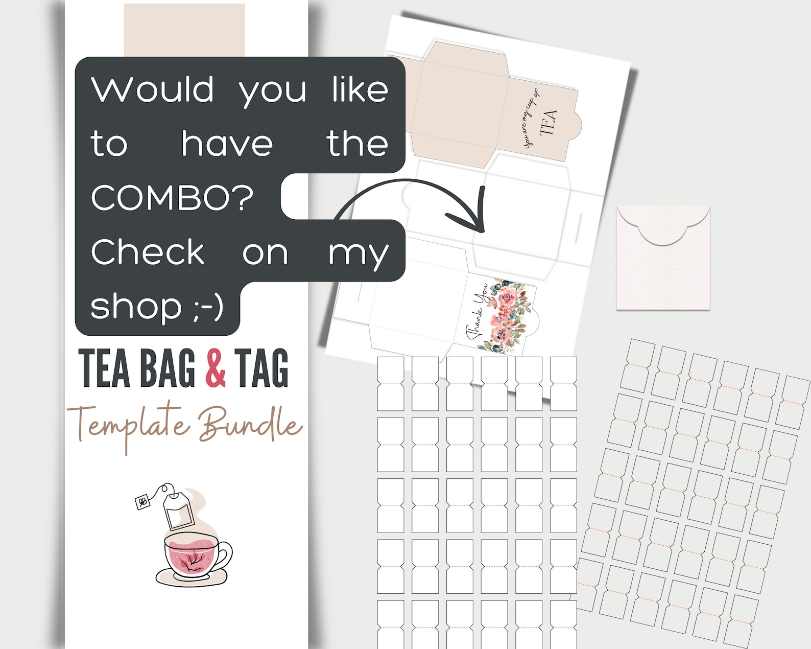 Tea Bag Tag Template Cricut A4 Party Printable Tea Digital Etsy