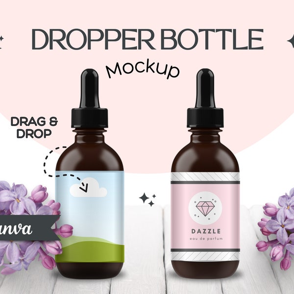 Dropper Mockup, Canva Mockup, Beauty Product, Product Container mockup, Essentail oils, Tag Template mockup, Canva Editable, cosmetic