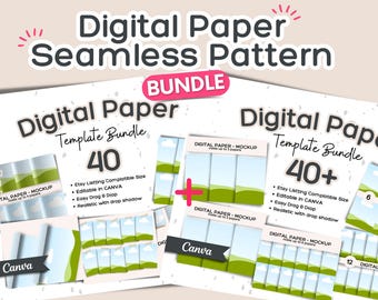 Digital Paper Seamless Pattern Mockup Bundle, 60 dogital paper mockups