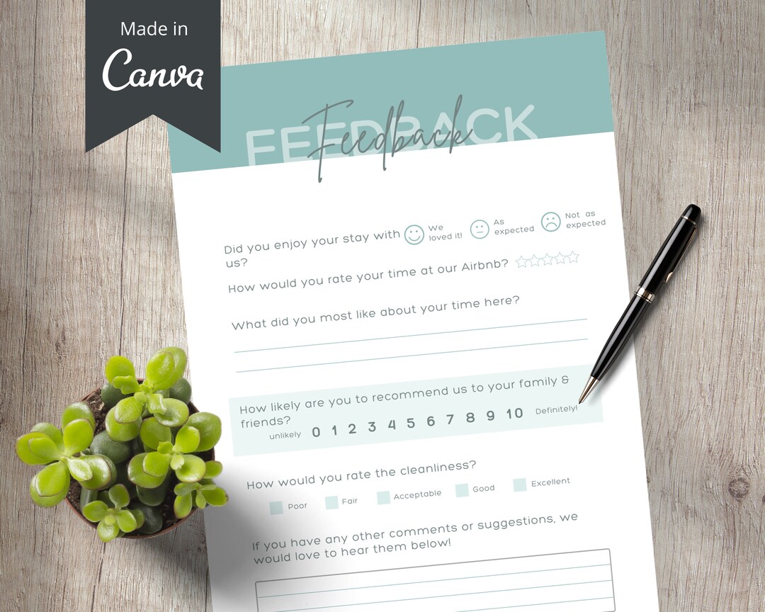 Airbnb Guest Feedback Form Template (canva Editable) - Etsy