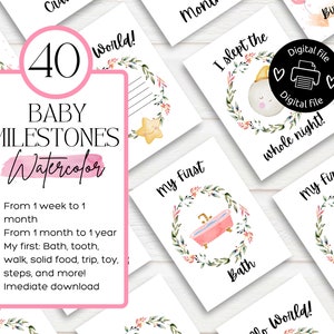 Cartes imprimables jalon bébé, idée cadeau, téléchargement immédiat, idée cadeau nouveau-né, photo de bébé, jalons bébé, jeu de cartes jalon