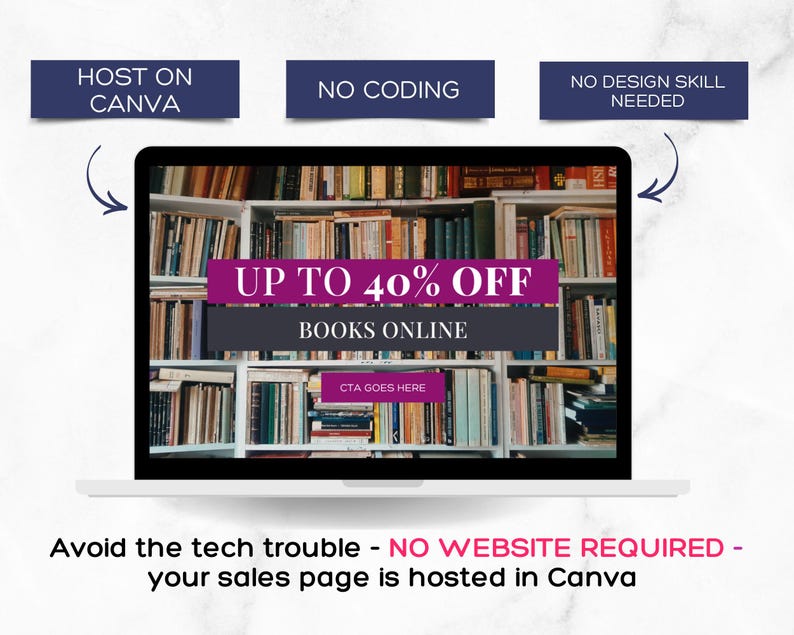 Canva Website Template, Book Sales Page, Online Course Landing Page image 9