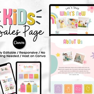 Kids Shop Canva-websitesjabloon, online shop, Canva-websitesjabloon, verkooppaginasjabloon, bestemmingspagina, online shop, verkooptrechter