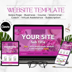 SALES FUNNEL Canva Template, Sales Page, landing page, Website mock-up, Website Canva , Online Course Launch , Course Creator template