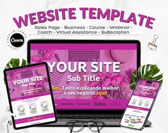 Sales Page Canva Template: Online Course & Website Mockup