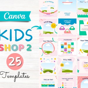 CANVA Templates kids SHOP, Colorful Templates, Social Media, Instagram Post, Children Instagram Post, Content Creator, Mom Business