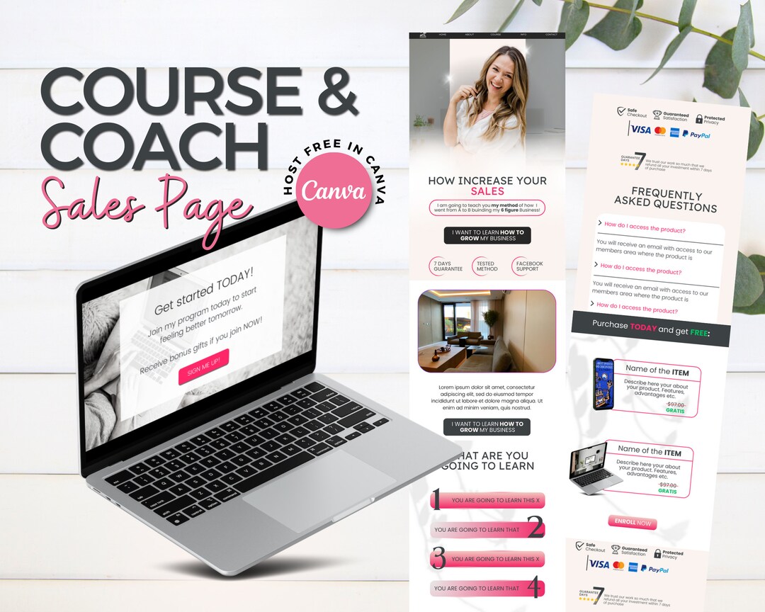 Online Course Website Template, Course Creator Site, Canva Template ...
