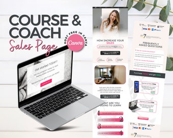 Course Creator Website Template: Sales Page Canva Template (Digital Download)