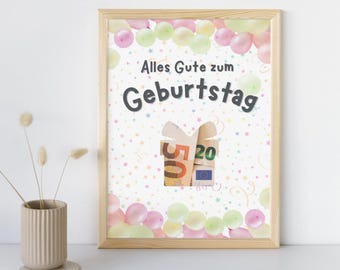 Cartão de Aniversário em Dinheiro • Modelo para Recortar (Download em PDF, Tamanho A4)