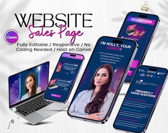 Modello di pagina di vendita Canva: Landing page del corso, link in bio