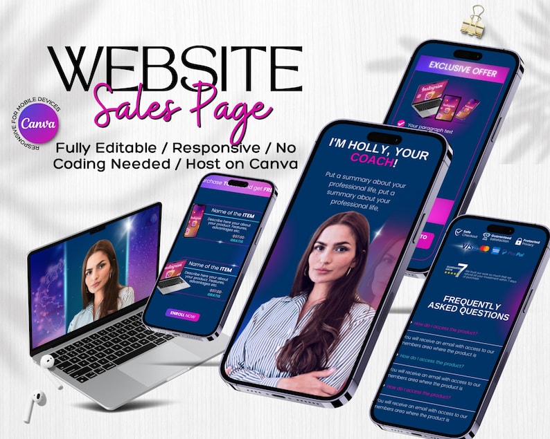 Plantilla de página de ventas de Canva: página de inicio del curso, enlace en la biografía imagen 1