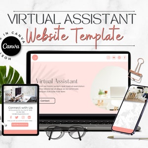 Canva Website for Virtual Assistants, Virtual Assistant Website, Virtual Assistant Templates, Social Media Marketing Templates