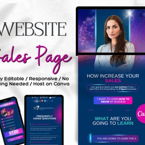 Sales Page Template Canva, Landing Page Template, Link in Bio , Course Sales Page, Canva Website Template, Marketing Website