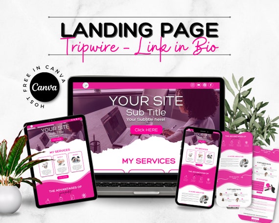 Canva Link in Bio Template: Sales Page & Website Mockup