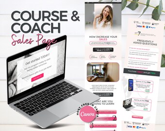 Canva-sjabloon voor coachverkooppagina: bestemmingspagina voor online cursus