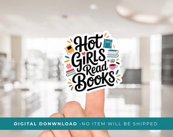 Hot GIRLS Read BOOKS" Funny Bookworm Clipart | Trendy Bookish PNG Download