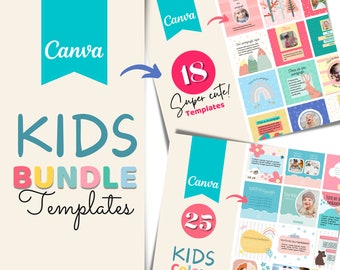 Canva Vorlagen Bundle für Kinder: Candy Color Social Media Posts (PDF)