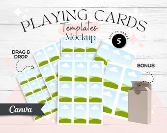 Modelo de baralho de cartas para Canva | Design de baralho editável (download digital)