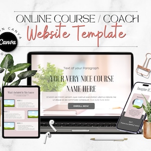 Course WEBSITE TEMPLATE, Canva editable template, landing page, Online Course Website , Course Creator template, coach website template