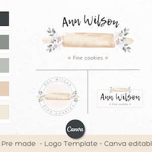 Pre made Logo Template, Bakery Logo Template, Cake shop Logo, Canva Logo Template, Editable Logo, Cake Business Branding, cookie Logo