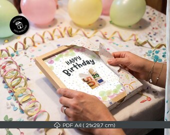 Cartão de Aniversário em Dinheiro • Modelo para Recortar e Imprimir (Download em PDF A4)