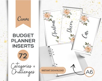 A6 Budgetpärm, kontantkuvert: 70+ blomsterplaneringsbilaga (digital nedladdning)