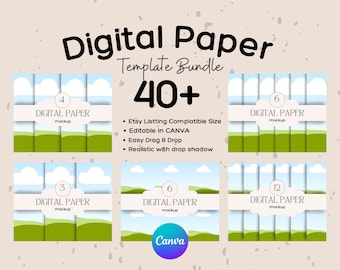 Plantilla de maqueta de papel digital: Patrón de scrapbooking, Canva editable (descarga digital)