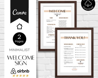 Minimalist Rental Home Welcome Sign: Airbnb Host Template (Digital Download)