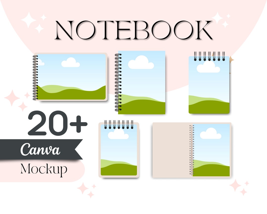 Notebook canva template spriral notebook notebook mockup spiral