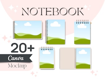 Notebook Canva Template, Spriral Notebook, Notebook Mockup, Spiral bound Notebook Template, Canva Editable, Canva Template, Canva Mockup