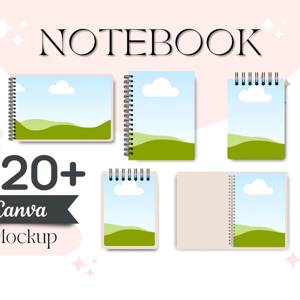 Notebook Canva Template, Spriral Notebook, Notebook Mockup, Spiral bound Notebook Template, Canva Editable, Canva Template, Canva Mockup