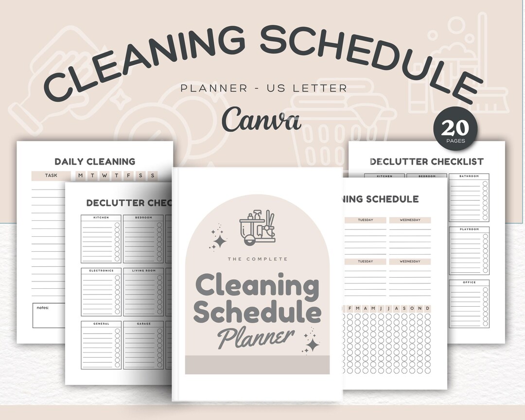 EDITABLE Cleaning Schedule Canva Template - Etsy