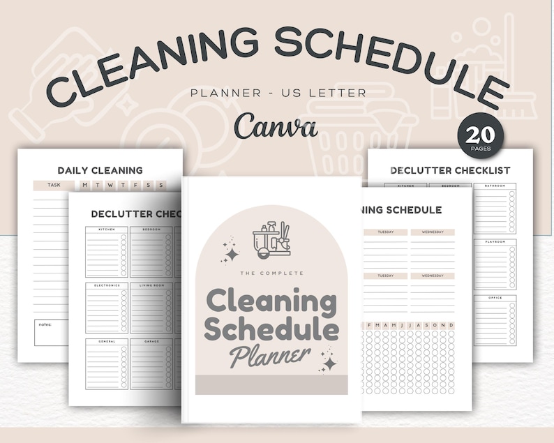 EDITABLE Cleaning Schedule Canva Template - Etsy