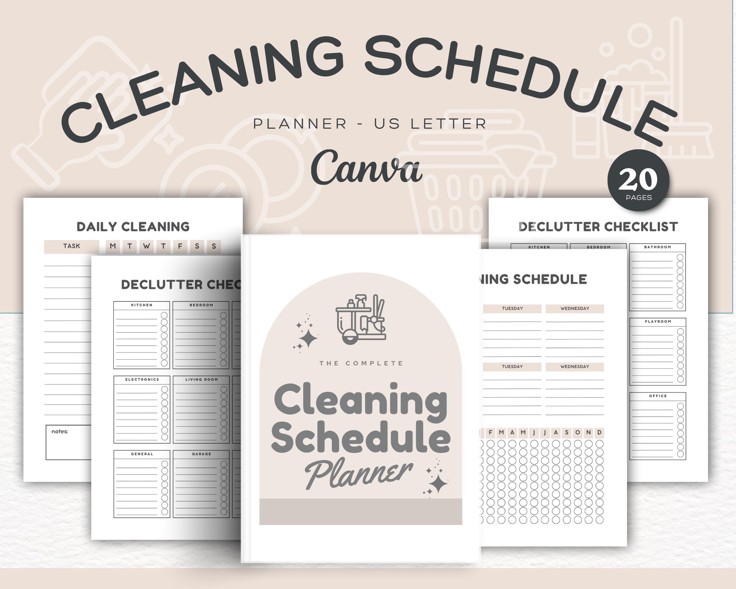 EDITABLE Cleaning Schedule Canva Template - Etsy