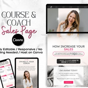 Coach Sales Page,  Canva Template, Coach Website Template, Sales Funnel, Coach Landing Page Template, Coach Template,  Website Design