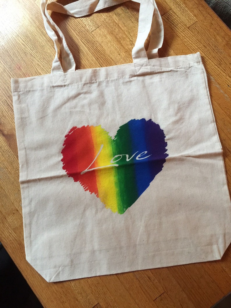 LOVE Rainbow Heart Tote Bag
