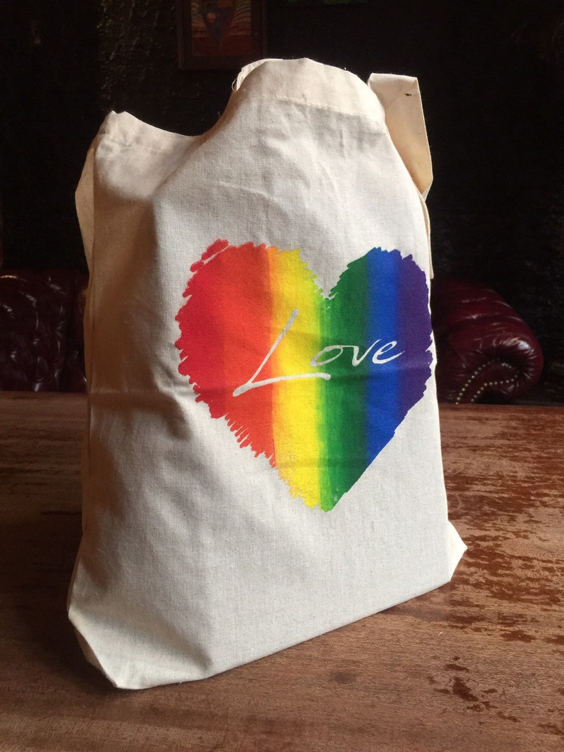 LOVE Rainbow Heart Tote Bag
