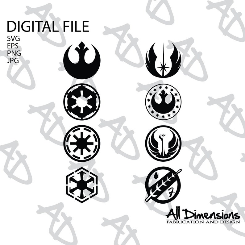 Star Wars Symbols Lot Jedi Order Rebel Alliance Galactic | Etsy