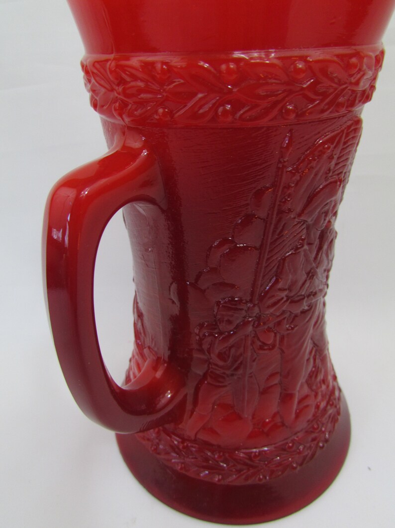Fenton American Bicentennial Red Orange Slag Glass Stein Mug Etsy