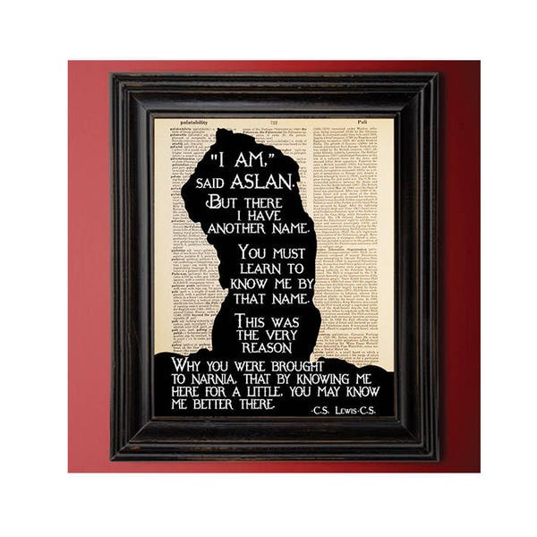 I Am, Aslan, The Chronicles of Narnia, C.S. Lewis, Art Print, Dictionary Page, Unique Gift