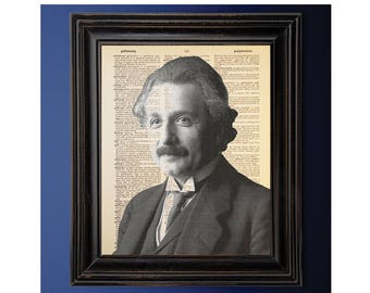 Einstein, Albert, Portrait,  Dictionary Art Print, Vintage, Recycled/Upcycled,  Science Gift, Unique Decor, Geek Gift, Geeky Gift, Scientist