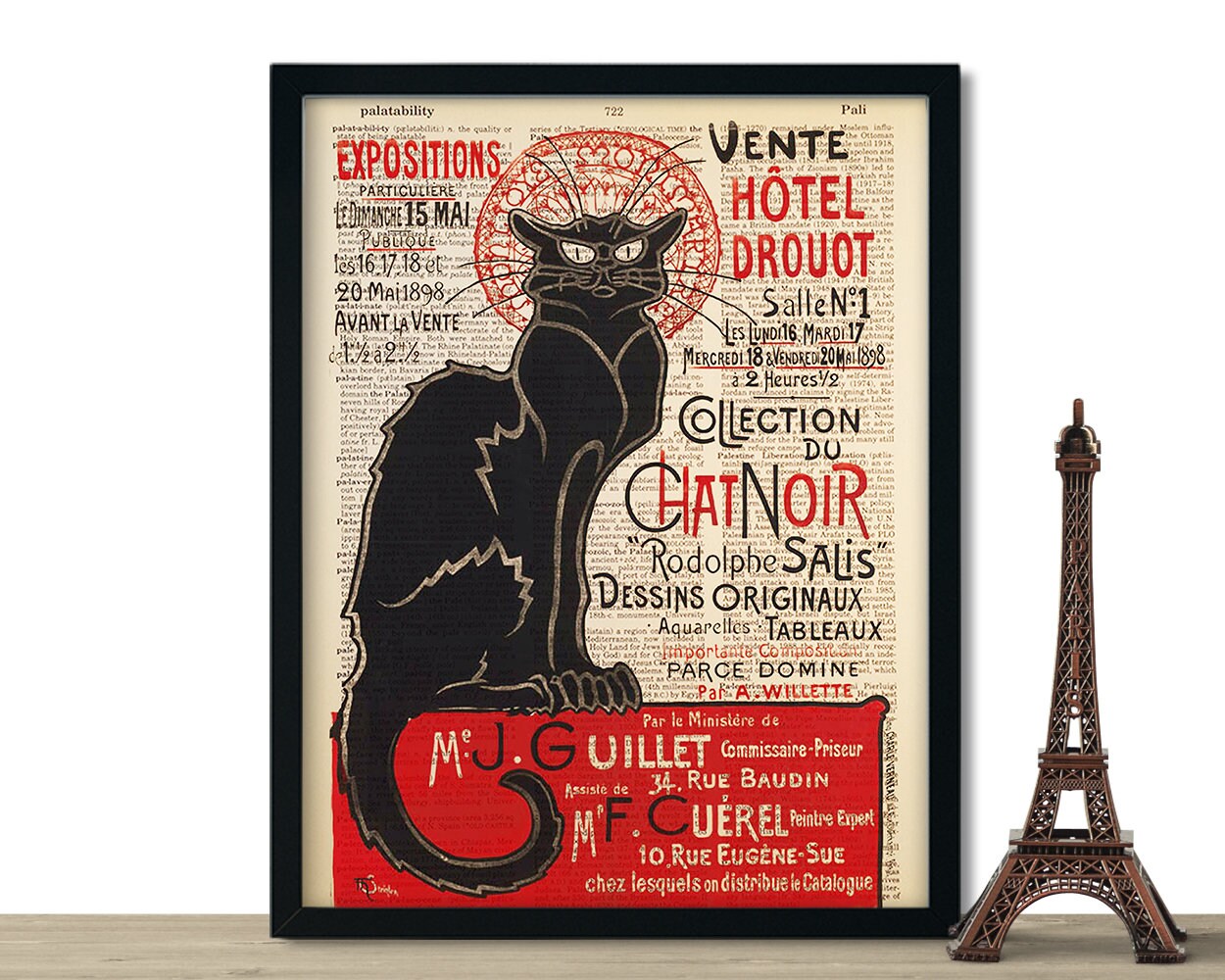 Chat Noir Black Cat Vintage French Poster Dictionary Art Etsy Canada Chat Noir Black Cat Vintage French Poster Dictionary Art Etsy Canada