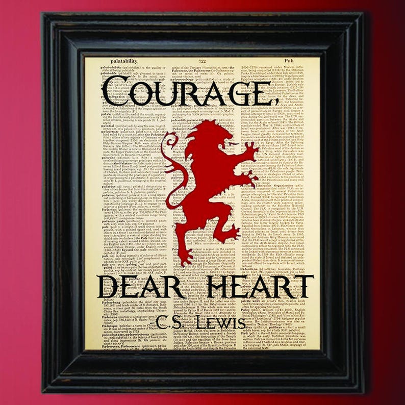 Courage Dear Heart CS Lewis Quote Dictionary Art Print | Etsy