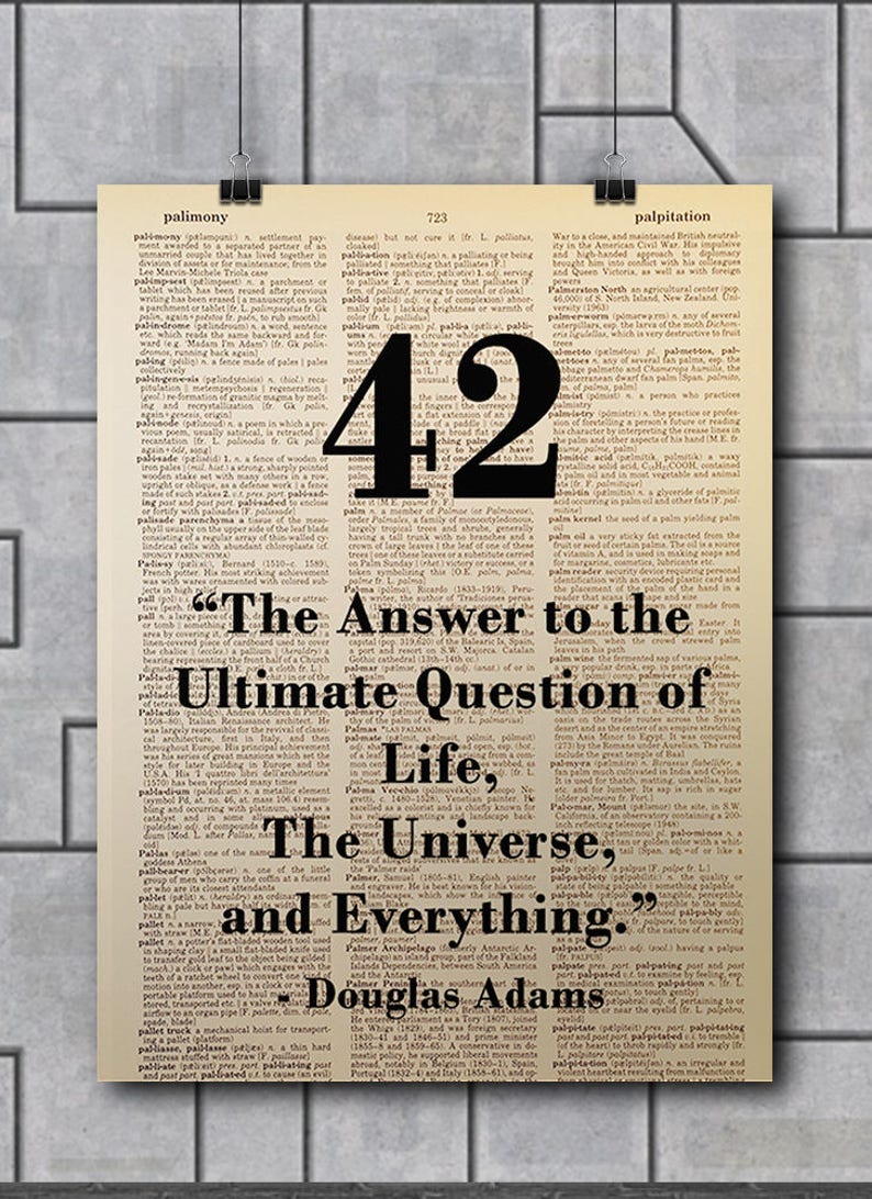 Douglas Adams 42 Hitchhiker's Guide to the Galaxy Quote | Etsy